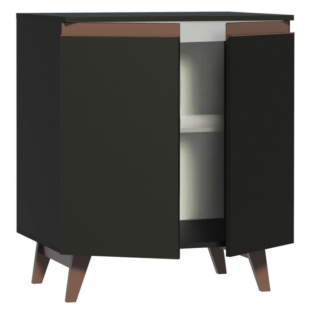 Balcão Armário de Cozinha Cantinho do Café 70 cm 2 Portas Preto Reims Madesa