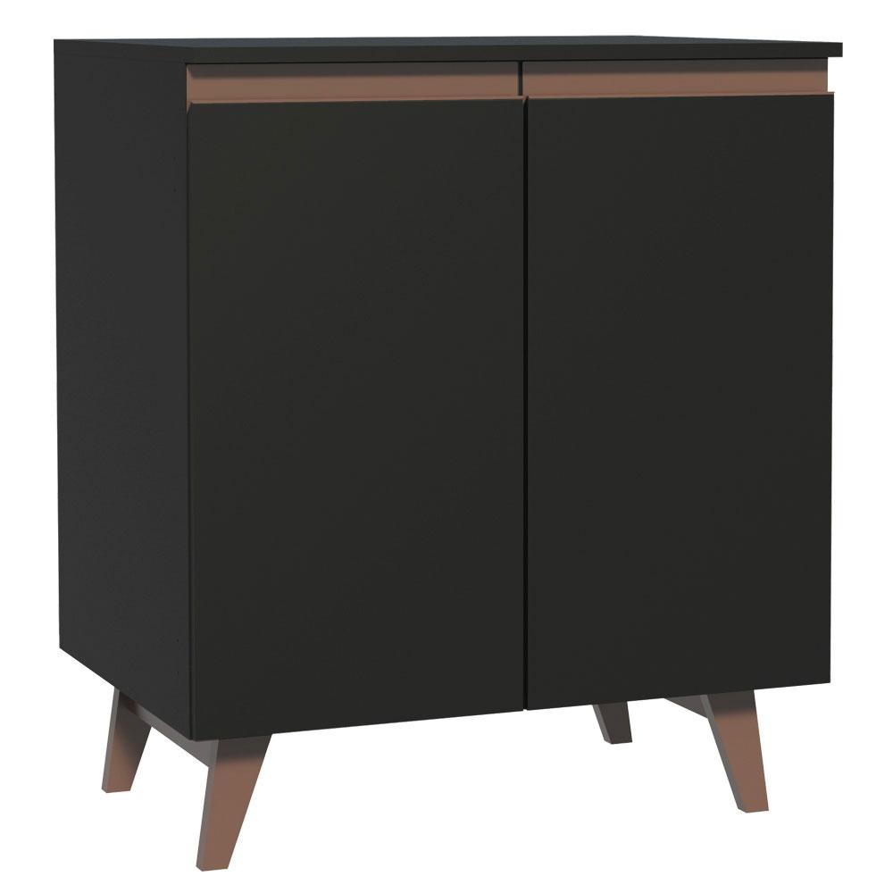 Balcão Armário de Cozinha Cantinho do Café 70 cm 2 Portas Preto Reims Madesa