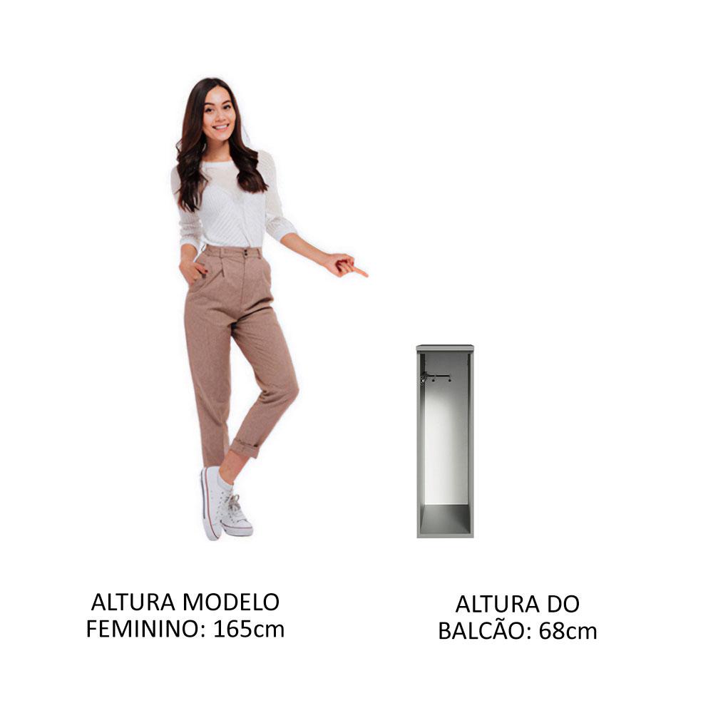 Balcão Armário de Cozinha Porta-Pano 20 cm Suspenso Cinza Nice Madesa
