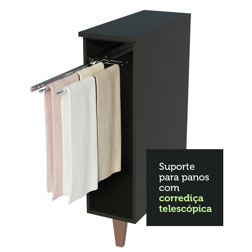 Balcão Armário de Cozinha Porta Pano Preto Reims Madesa