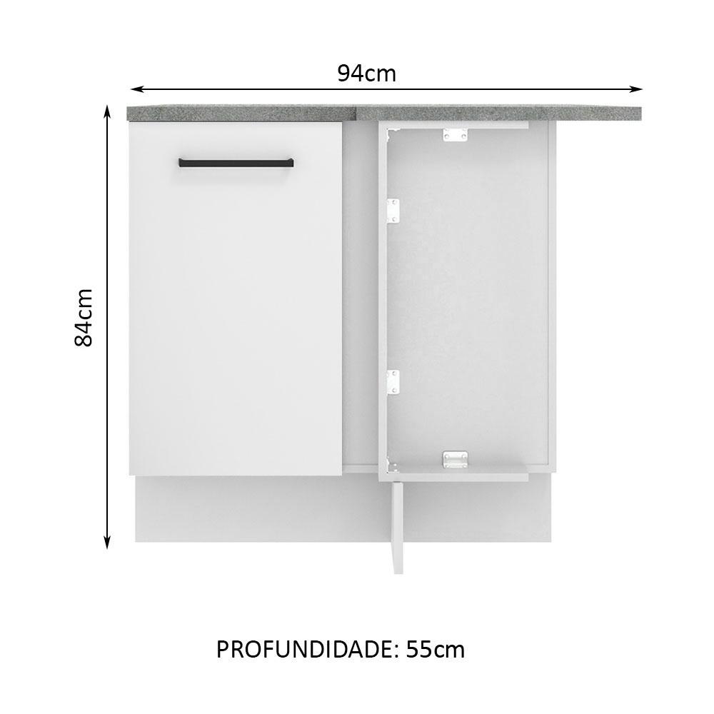 Balcão Armário de Cozinha de Canto 1 Porta Branco Agata Madesa