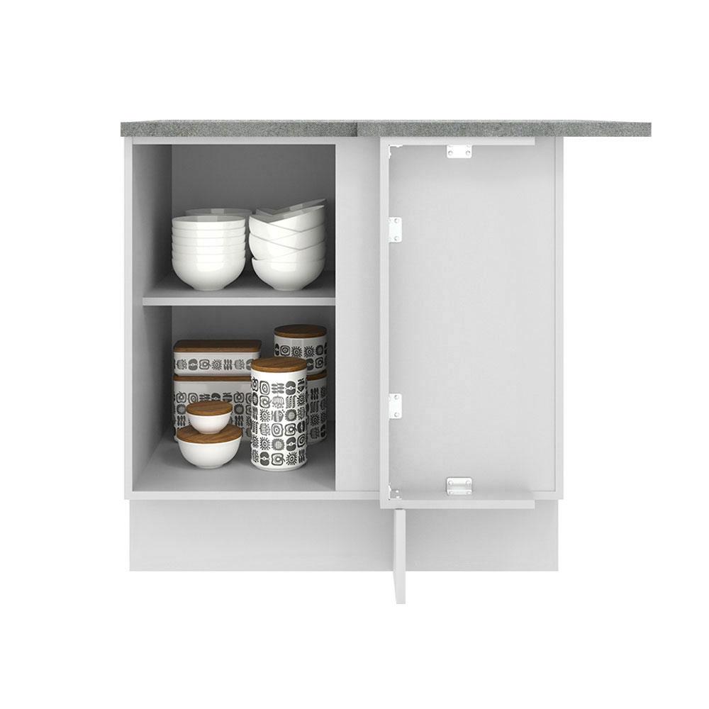 Balcão Armário de Cozinha de Canto 1 Porta Branco Agata Madesa