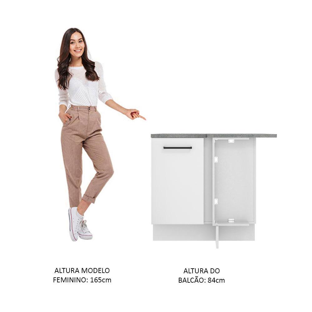Balcão Armário de Cozinha de Canto 1 Porta Branco Agata Madesa