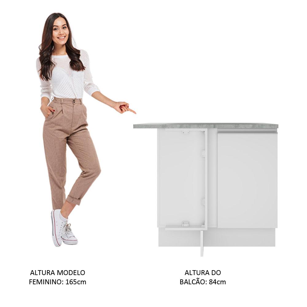 Balcão Armário de Cozinha de Canto 1 Porta Branco Glamy Madesa