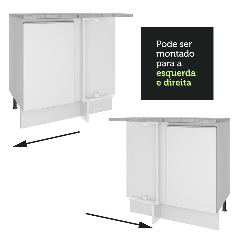 Balcão Armário de Cozinha de Canto 1 Porta Branco Glamy Madesa