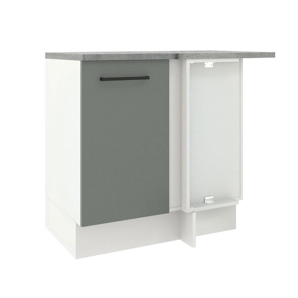 Balcão Armário de Cozinha de Canto 1 Porta Branco/Cinza Agata Madesa