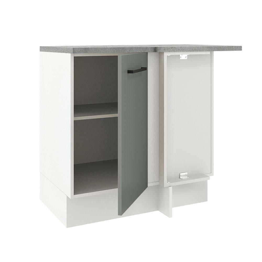 Balcão Armário de Cozinha de Canto 1 Porta Branco/Cinza Agata Madesa