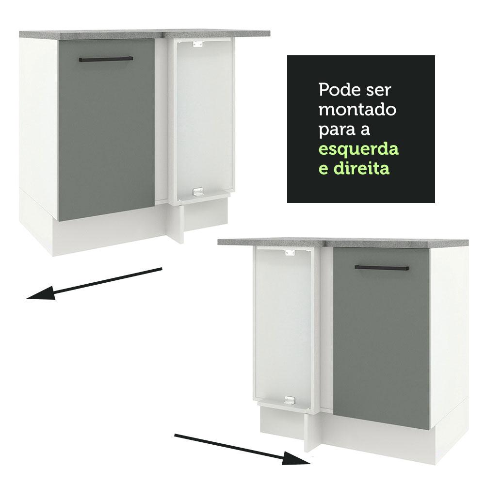 Balcão Armário de Cozinha de Canto 1 Porta Branco/Cinza Agata Madesa