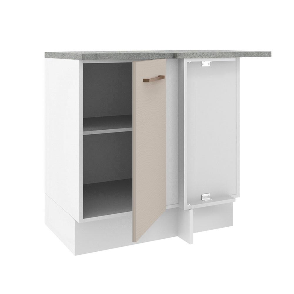 Balcão Armário de Cozinha de Canto 1 Porta Branco/Crema Agata Madesa