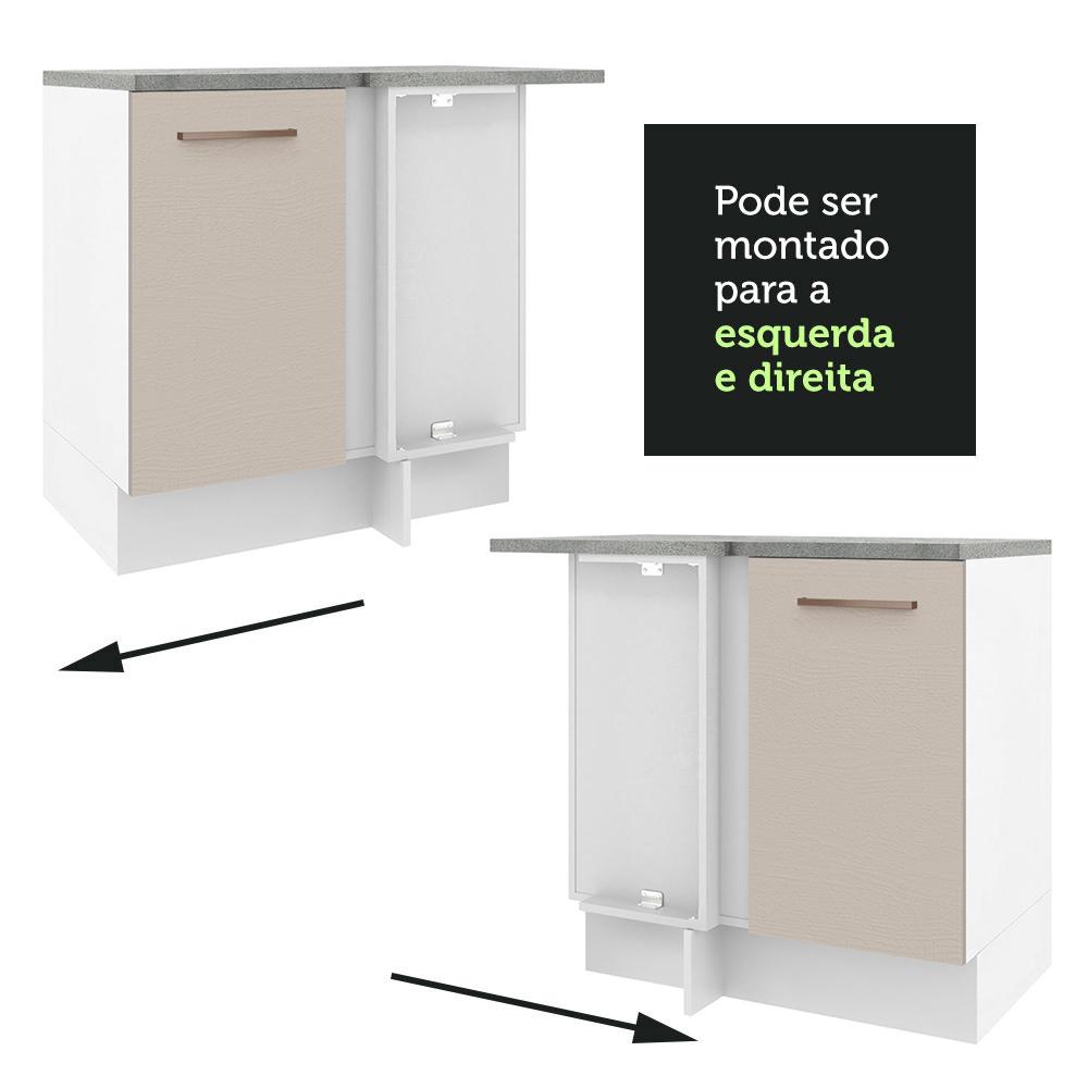 Balcão Armário de Cozinha de Canto 1 Porta Branco/Crema Agata Madesa