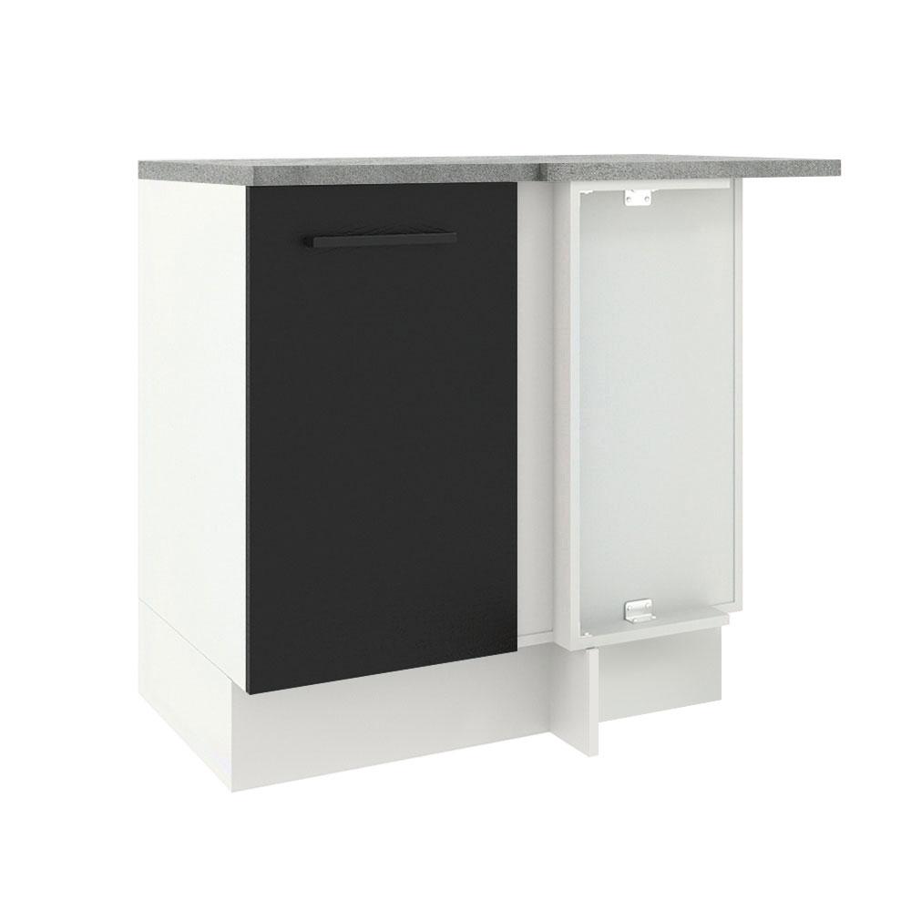 Balcão Armário de Cozinha de Canto 1 Porta Branco/Preto Agata Madesa