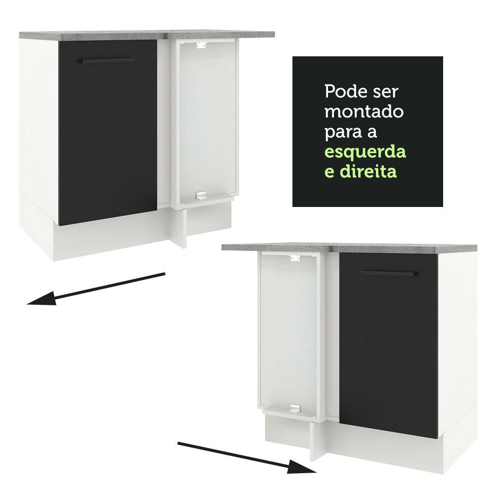 Balcão Armário de Cozinha de Canto 1 Porta Branco/Preto Agata Madesa