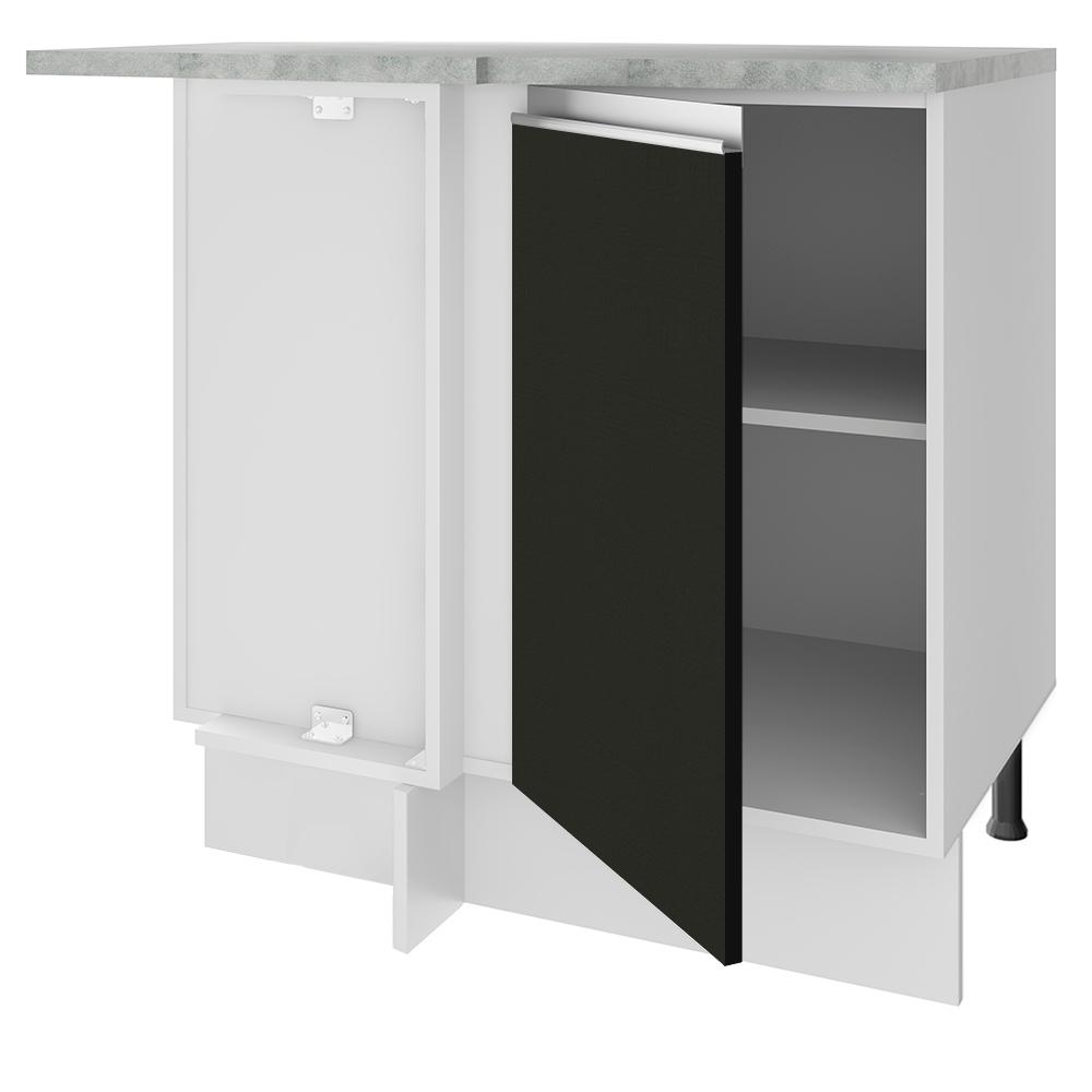 Balcão Armário de Cozinha de Canto 1 Porta Branco/Preto Glamy Madesa