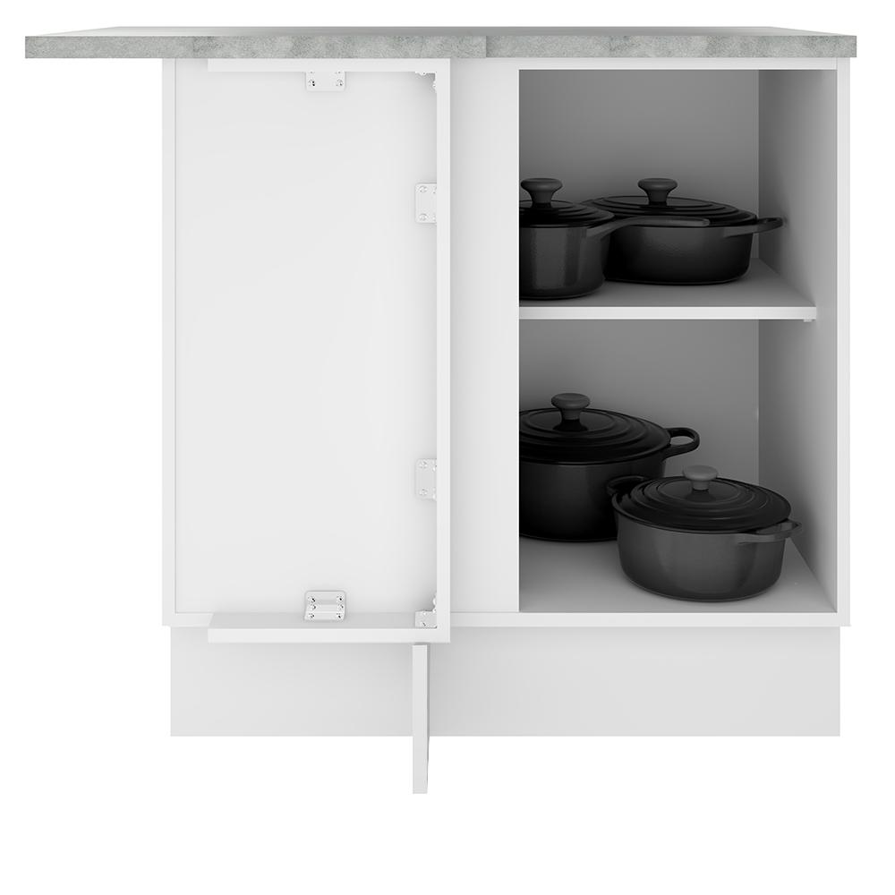 Balcão Armário de Cozinha de Canto 1 Porta Branco/Rustic Glamy Madesa