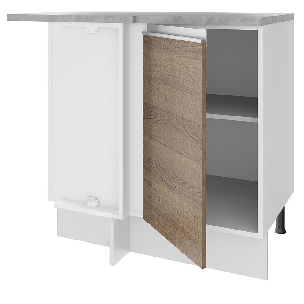 Balcão Armário de Cozinha de Canto 1 Porta Branco/Rustic Glamy Madesa