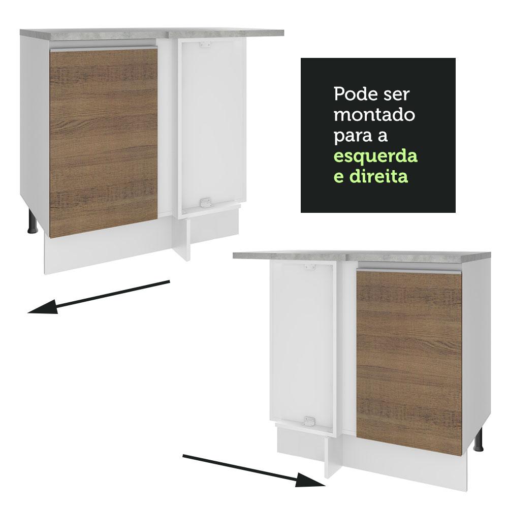 Balcão Armário de Cozinha de Canto 1 Porta Branco/Rustic Glamy Madesa