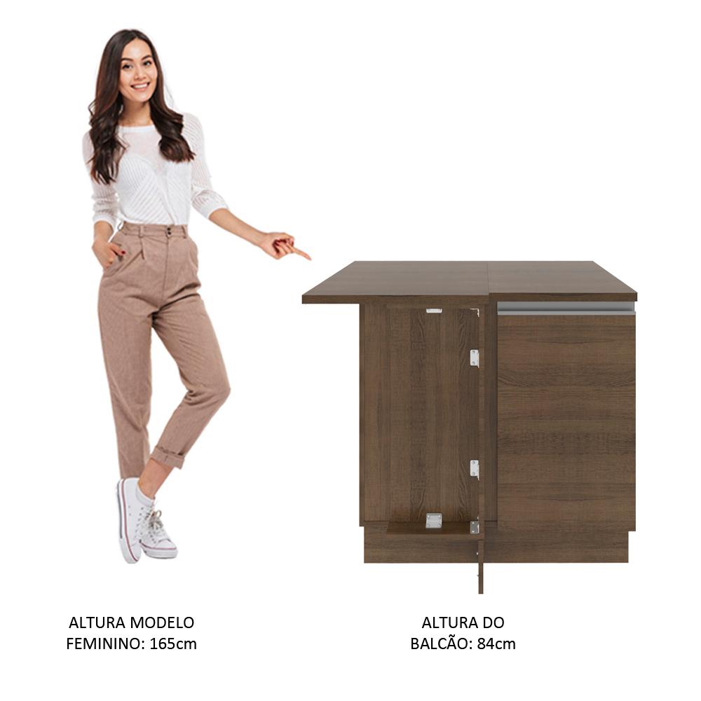 Balcão Armário de Cozinha de Canto 1 Porta Rustic Glamy Madesa