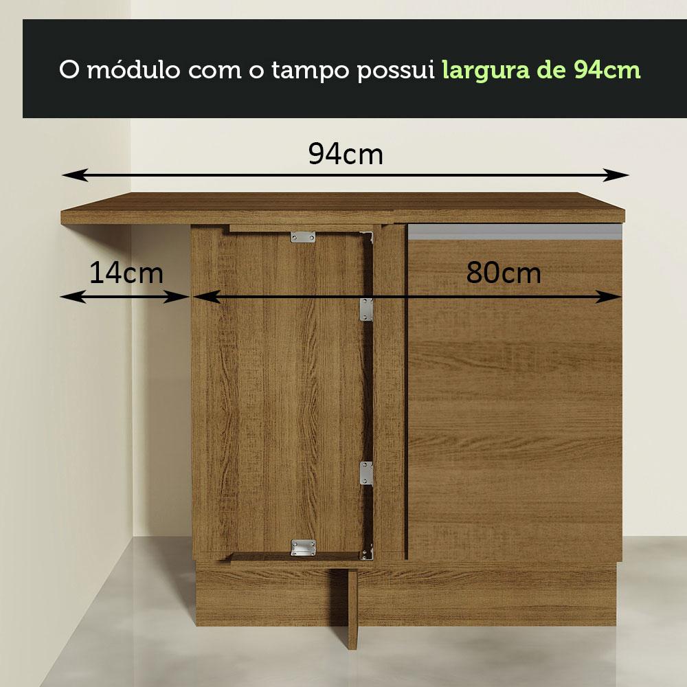 Balcão Armário de Cozinha de Canto 1 Porta Rustic Glamy Madesa
