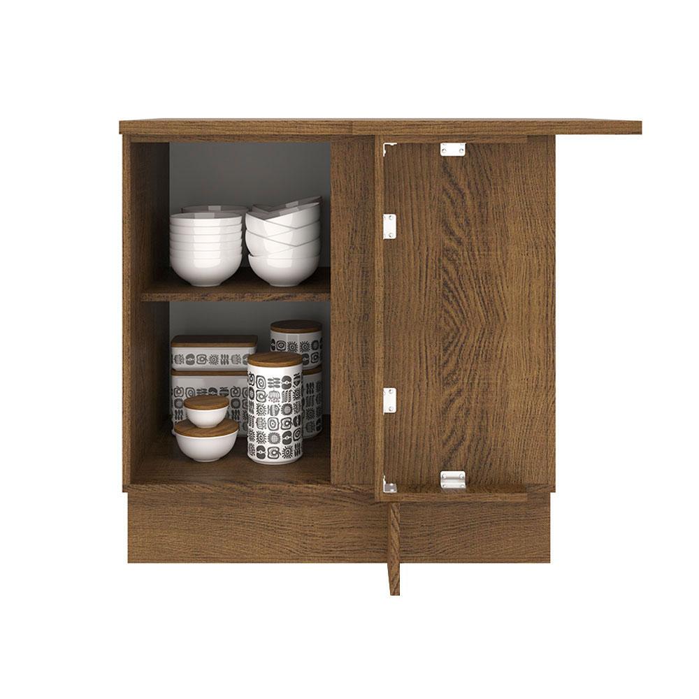 Balcão Armário de Cozinha de Canto 1 Porta Rustic/Branco Agata Madesa