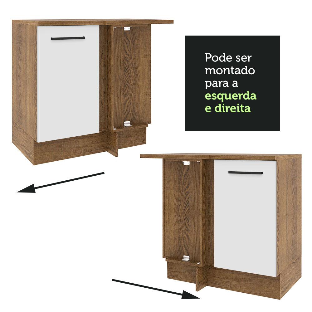 Balcão Armário de Cozinha de Canto 1 Porta Rustic/Branco Agata Madesa