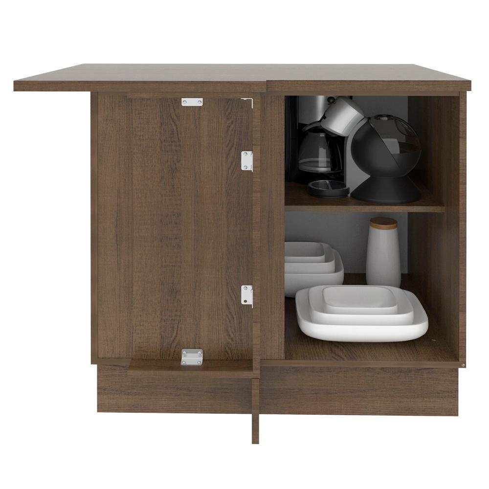 Balcão Armário de Cozinha de Canto 1 Porta Rustic/Branco Glamy Madesa
