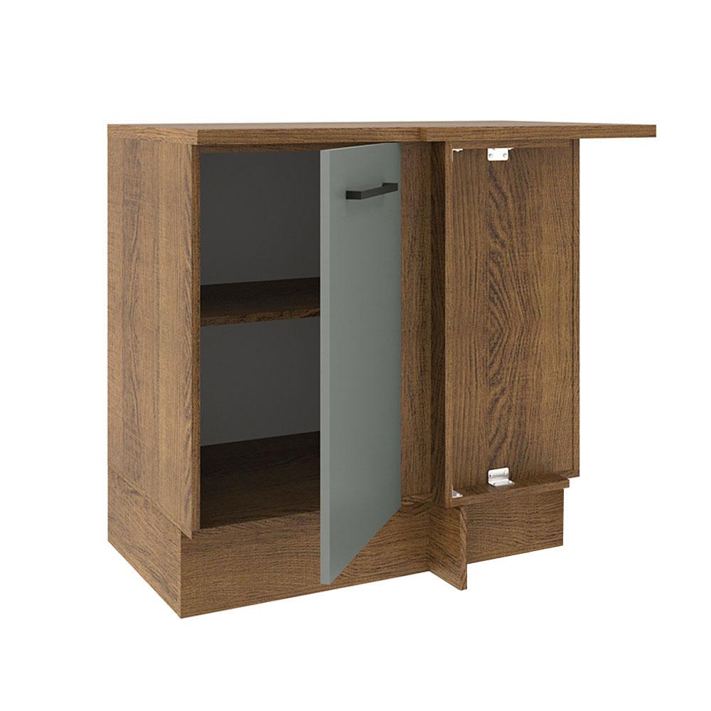 Balcão Armário de Cozinha de Canto 1 Porta Rustic/Cinza Agata Madesa