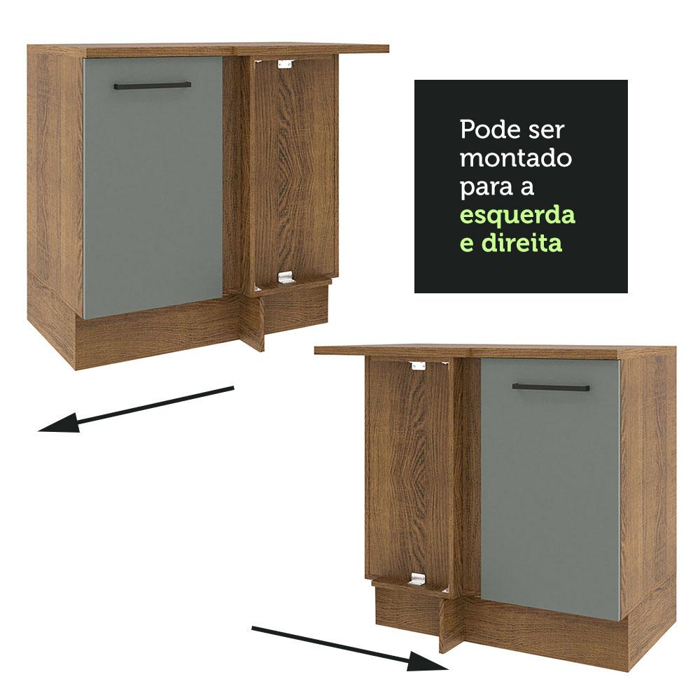 Balcão Armário de Cozinha de Canto 1 Porta Rustic/Cinza Agata Madesa
