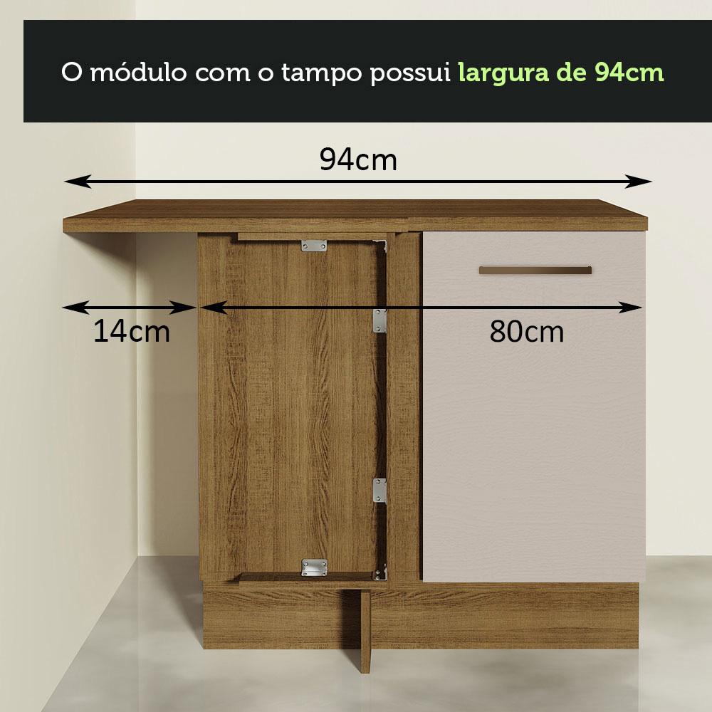 Balcão Armário de Cozinha de Canto 1 Porta Rustic/Crema Agata Madesa