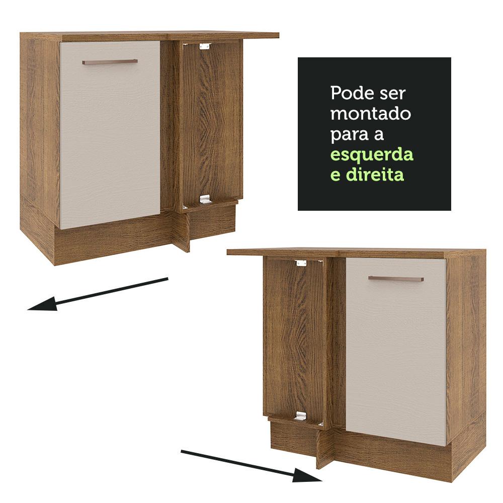 Balcão Armário de Cozinha de Canto 1 Porta Rustic/Crema Agata Madesa