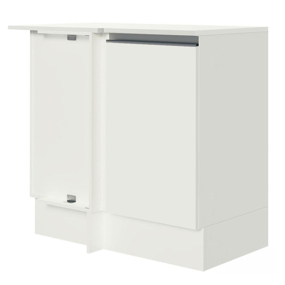 Balcão Armário de Cozinha de Canto 100% MDF com Tampo Branco Smart Madesa