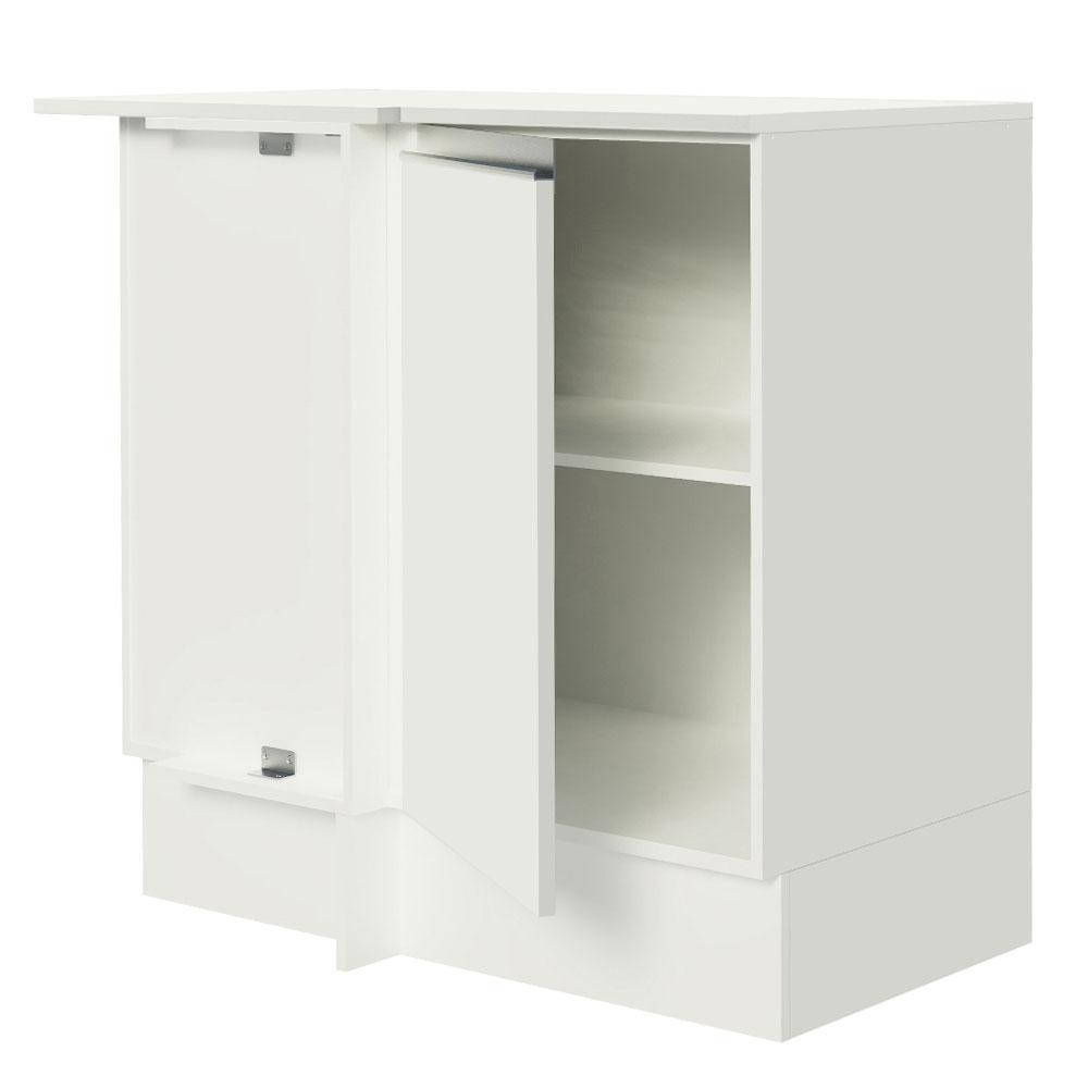 Balcão Armário de Cozinha de Canto 100% MDF com Tampo Branco Smart Madesa