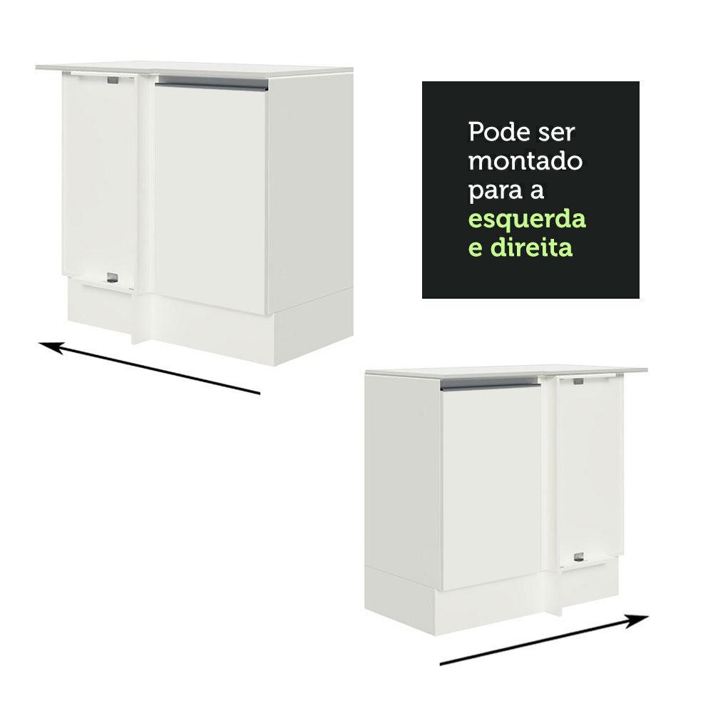 Balcão Armário de Cozinha de Canto 100% MDF com Tampo Branco Smart Madesa