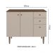 Balcão Gabinete 3 Portas 2 Gavetas Rustic/Crema Gourmet Madesa
