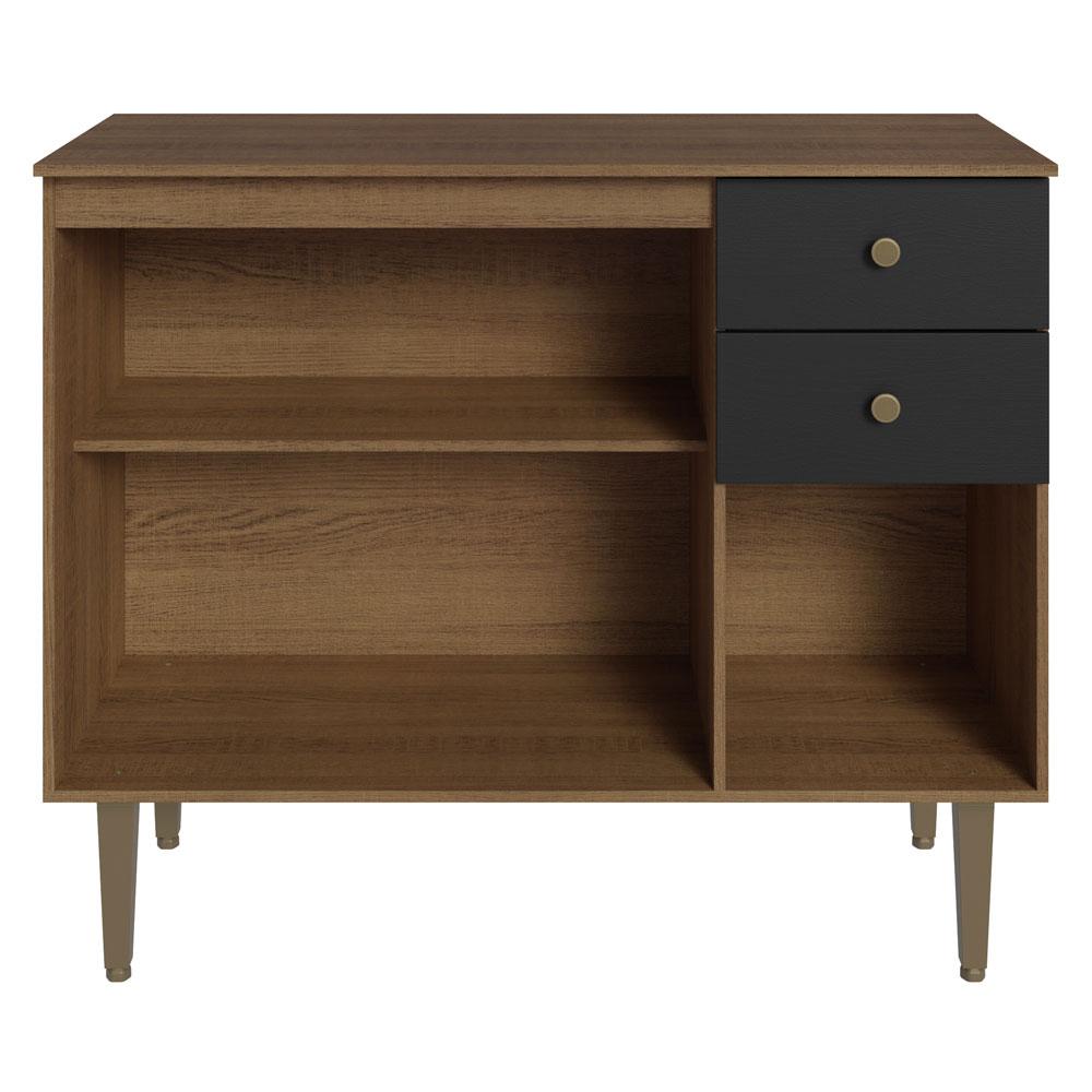 Balcão Gabinete 3 Portas 2 Gavetas Rustic/Preto Gourmet Madesa