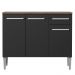 Balcão Gabinete Armário de Cozinha 3 Portas e 1 Gaveta Rustic/Preto Emilly Madesa