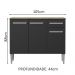 Balcão Gabinete Armário de Cozinha 3 Portas e 1 Gaveta Rustic/Preto Emilly Madesa
