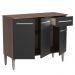 Balcão Gabinete Armário de Cozinha 3 Portas e 1 Gaveta Rustic/Preto Emilly Madesa