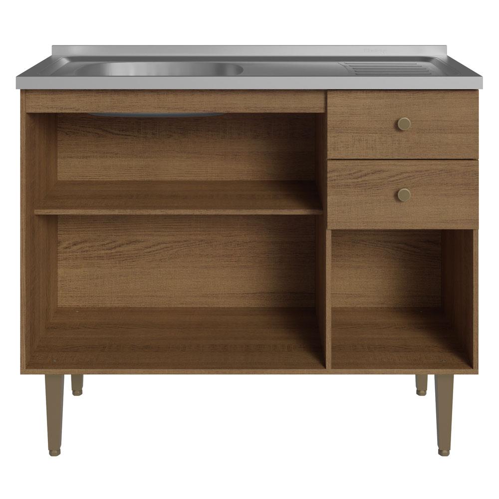 Balcão Gabinete com Pia 3 Portas e 2 Gavetas 105cm Rustic Gourmet Madesa