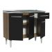 Balcão Gabinete com Pia Armário de Cozinha 3 Portas e 1 Gaveta 105cm Rustic/Preto Emilly Madesa