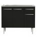 Balcão Gabinete com Pia Armário de Cozinha 3 Portas e 1 Gaveta 105cm Rustic/Preto Emilly Madesa