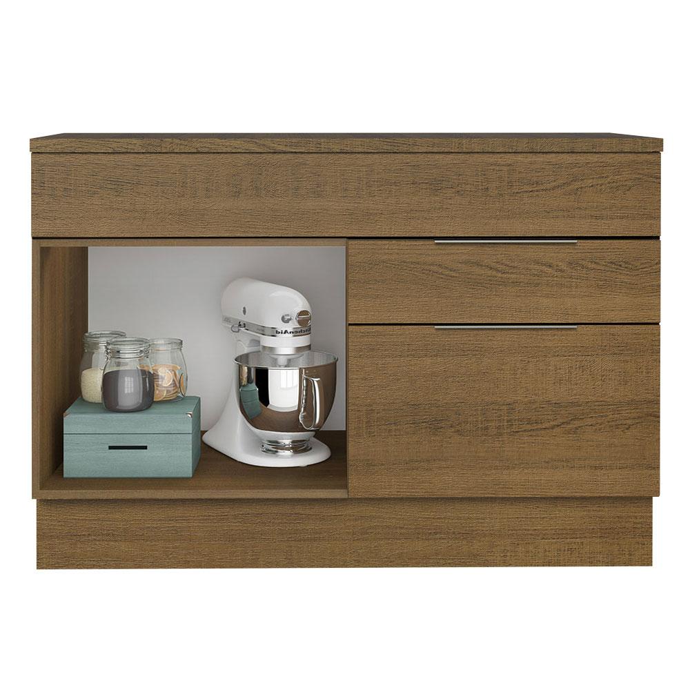 Balcão Gabinete de Pia 120 cm 1 Portas e 2 Gavetas (Com Tampo) Rustic Stella Madesa