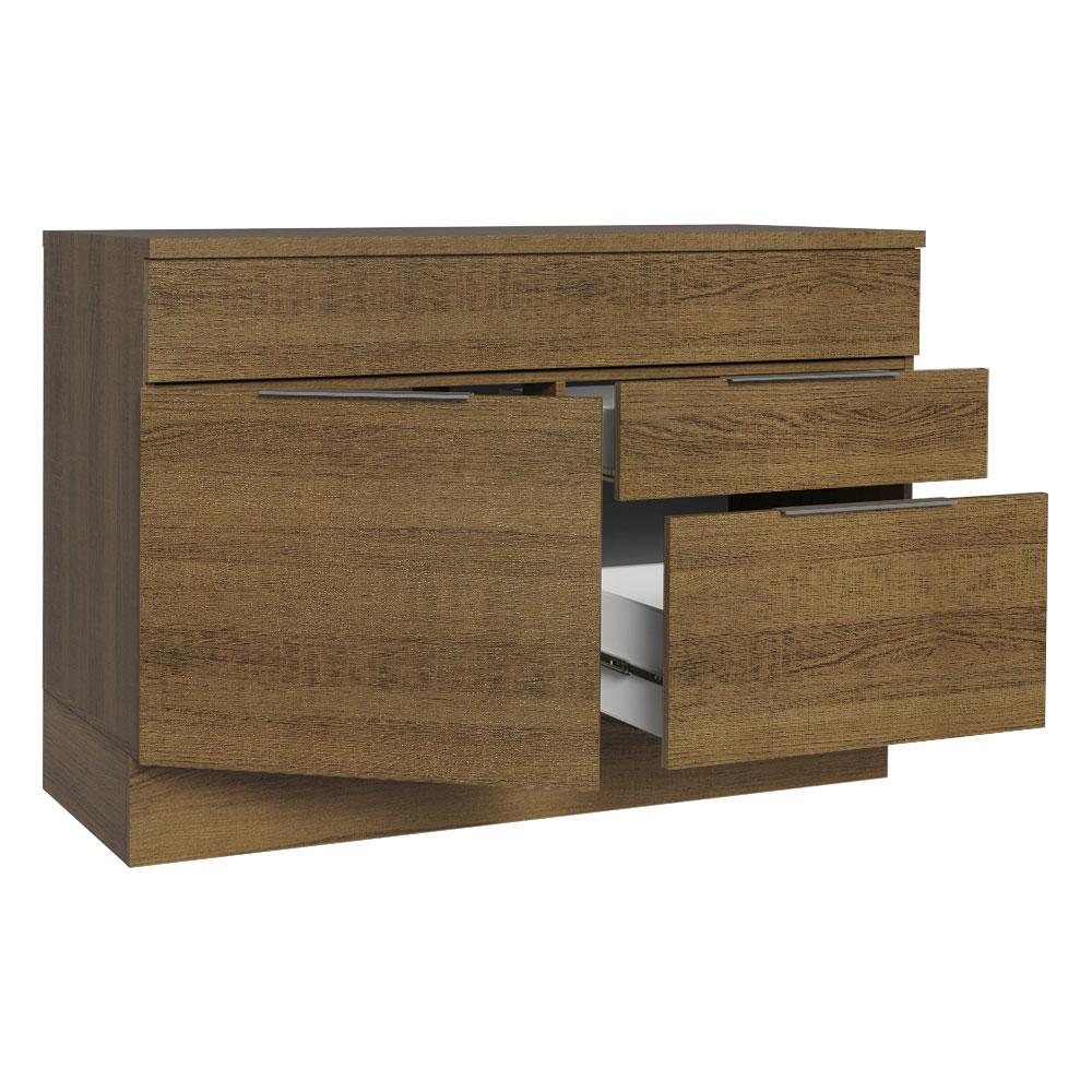 Balcão Gabinete de Pia 120 cm 1 Portas e 2 Gavetas (Com Tampo) Rustic Stella Madesa