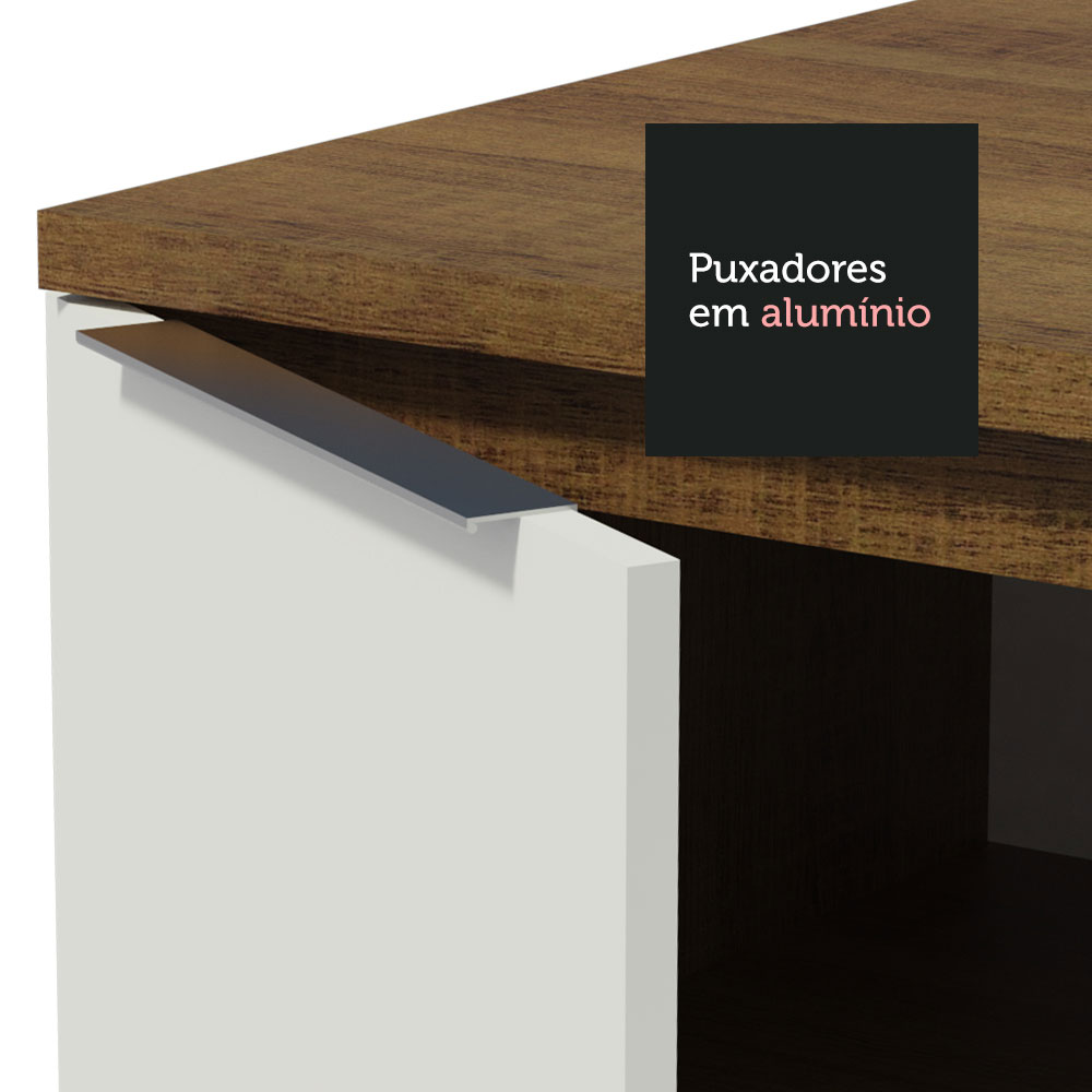 Balcão Gabinete de Pia 120 cm 1 Portas e 2 Gavetas (Com Tampo) Rustic/Branco Stella Madesa