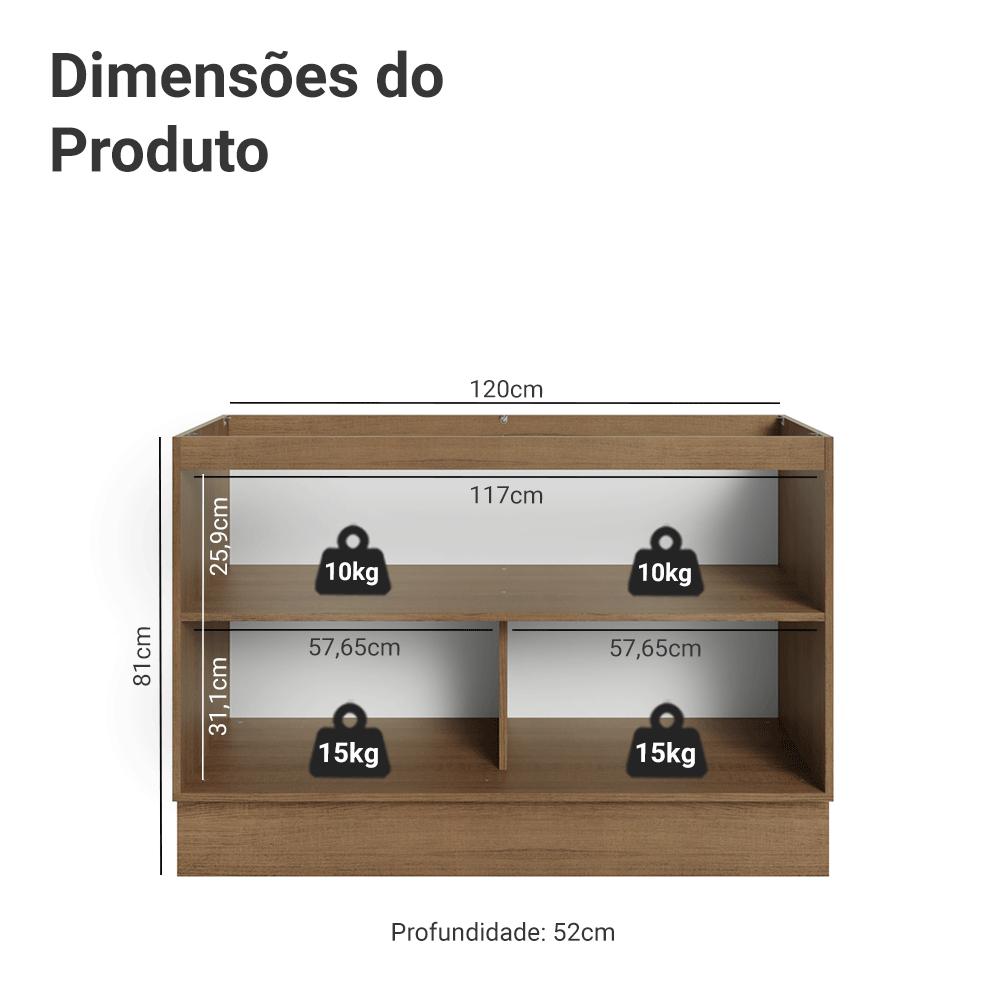 Balcão Gabinete de Pia 120 cm (Sem Tampo) Rustic/Azul Vik Madesa