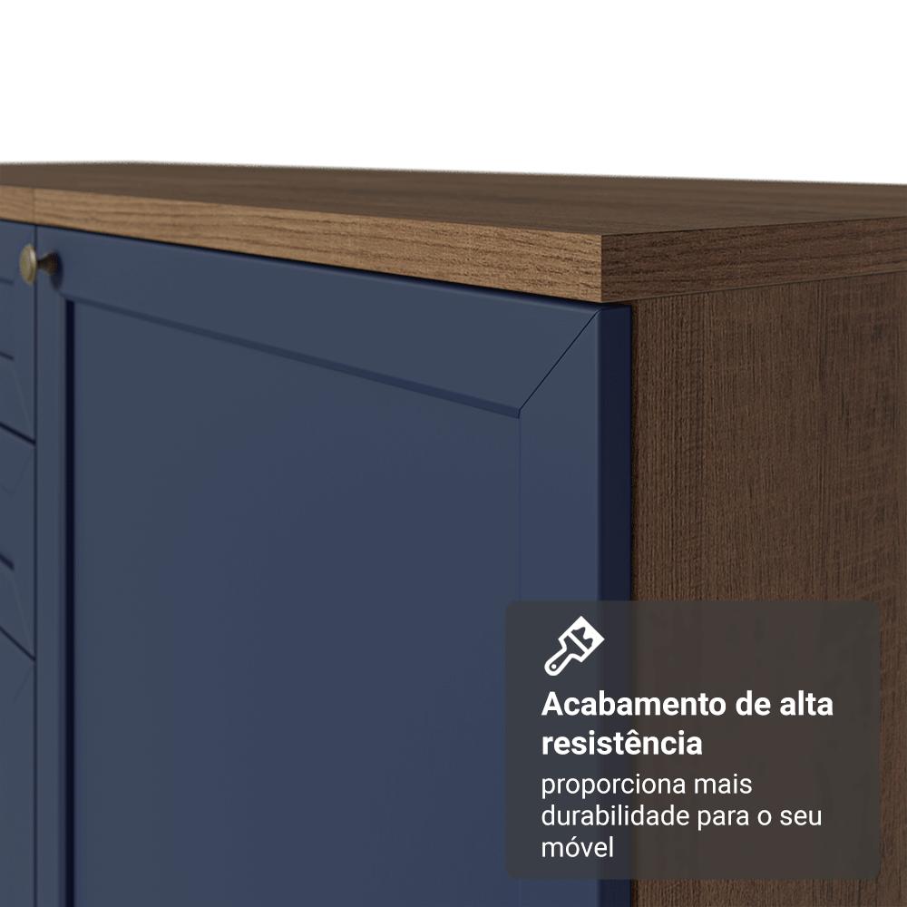 Balcão Gabinete de Pia 120 cm (Sem Tampo) Rustic/Azul Vik Madesa