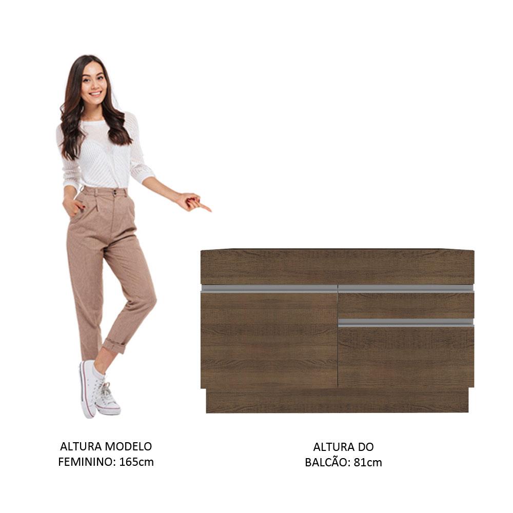 Balcão Gabinete de Pia Armário de Cozinha 1 Porta e 2 Gavetas Glamy Madesa