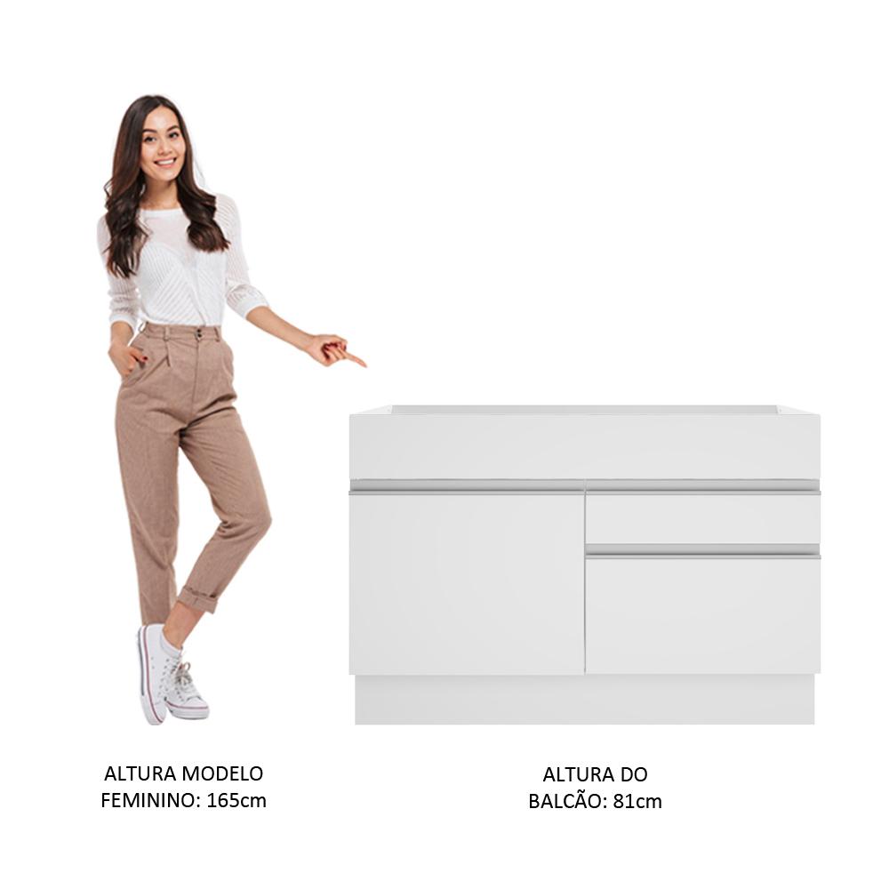 Balcão Gabinete de Pia Armário de Cozinha 1 Porta e 2 Gavetas Glamy Madesa