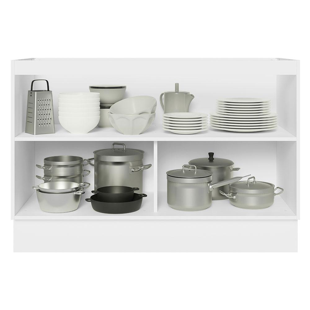 Balcão Gabinete de Pia Armário de Cozinha 100% MDF 120 cm 2 Portas Branco/Preto Acordes Madesa