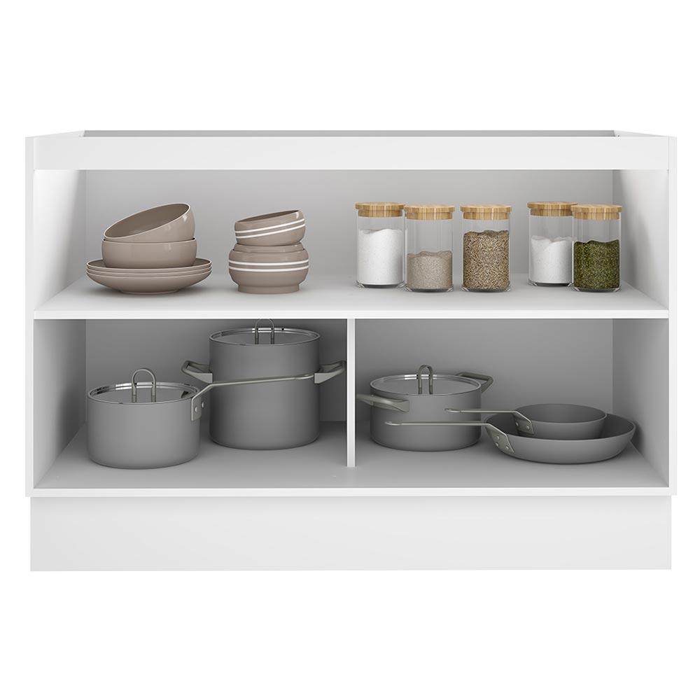 Balcão Gabinete de Pia Armário de Cozinha 100% MDF 120 cm 2 Portas Branco/Rustic Acordes Madesa