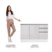 Balcão Gabinete de Pia Armário de Cozinha 100% MDF 120 cm 3 Portas e 2 Gavetas Portas Branco Brilho Acordes Madesa